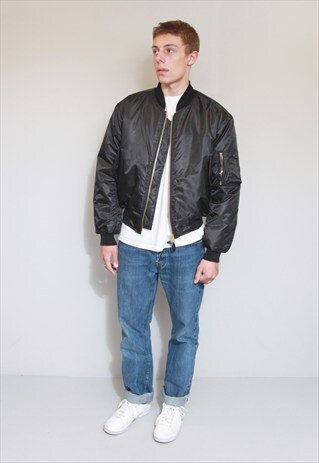 VINTAGE STYLE BLACK RETRO BOMBER JACKET
