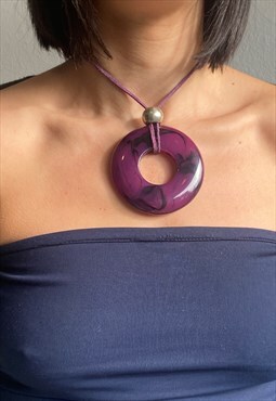  Vintage 00s Rounded Marbled Boho Necklace