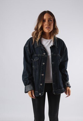 VINTAGE DENIM JACKET OVERSIZED FITTED UK 16 XL (9Q4G)