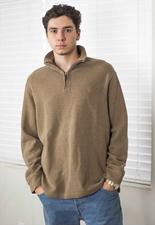 VINTAGE POLO RALPH LAUREN 1/4 ZIP JUMPER LOGO 90S L 19.7