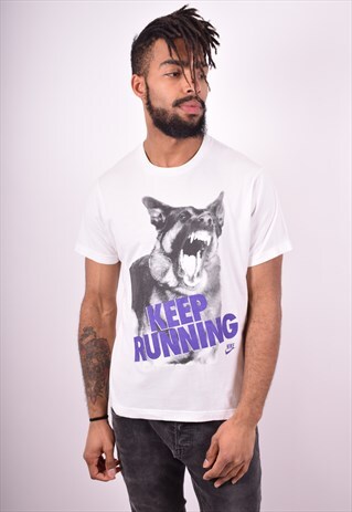 NIKE MENS VINATGE T-SHIRT TOP MEDIUM WHITE 90'S