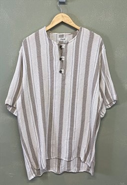 Vintage Short Sleeve Summer Shirt Striped With Buttons