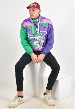 VINTAGE 90'S RETRO OVERHEAD LINED JACKET