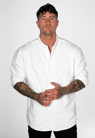 STAPLE ESSENTIAL LONG SLEEVED RUGBY TOP POLO SHIRT - WHITE