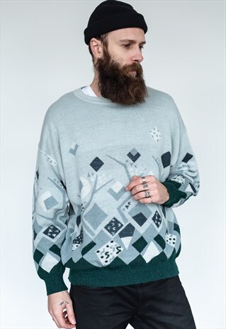 VINTAGE 80S GREEN FUNKY JUMPER
