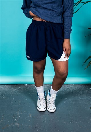 VINTAGE 1980S SPORTS SHORTS IN NAVY BLUE