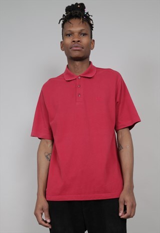 VINTAGE 90'S ADIDAS DARK RED POLO T-SHIRT