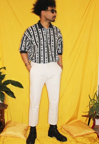 90S VINTAGE NAVAJO PATTERN POLO SHIRT