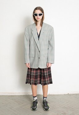 Vintage 90s Checked Blazer Grey