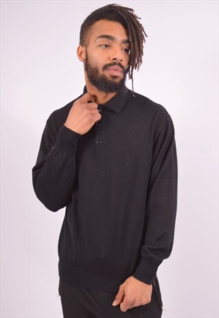 POLO RALPH LAUREN VINTAGE JUMPER SWEATER MEDIUM BLACK 90S
