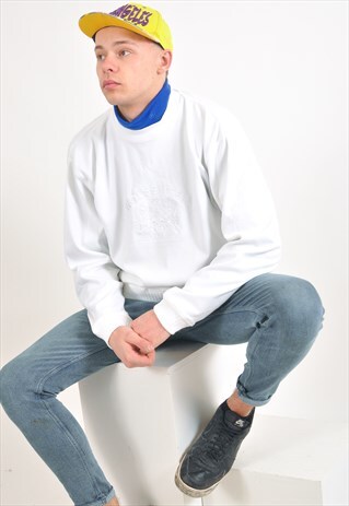 VINTAGE WOLSEY EMBROIDERED SWEATSHIRT IN WHITE