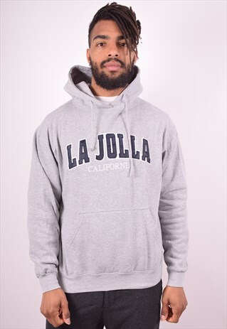 MENS VINTAGE HOODIE JUMPER MEDIUM GREY 90S