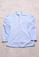 Vintage 90s St Michael Blue Denim Grandad Collar Shirt