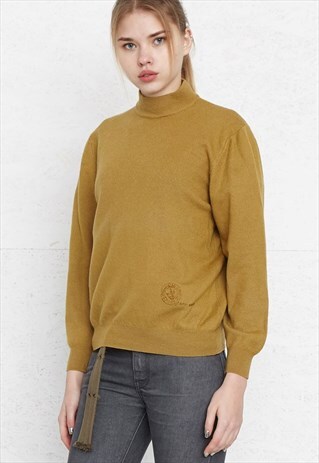 VINTAGE MUSTARD TURTLE NECK KNIT JUMPER SWEATER