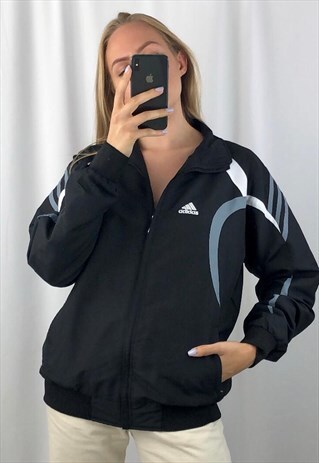 adidas black windbreaker womens