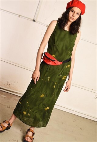 90'S RETRO FLORAL PRINT FESTIVAL MAXI PARIS CHIC DRESS