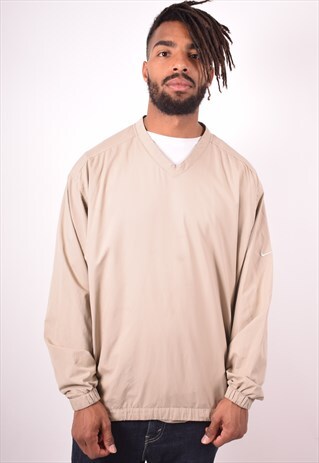 NIKE MENS VINTAGE PULLOVER JACKET XL BEIGE 90S