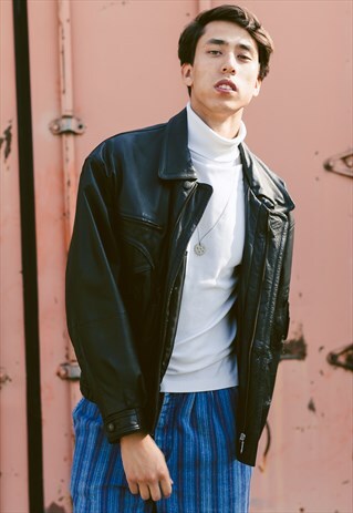 VINTAGE 80S BLACK LEATHER JACKET