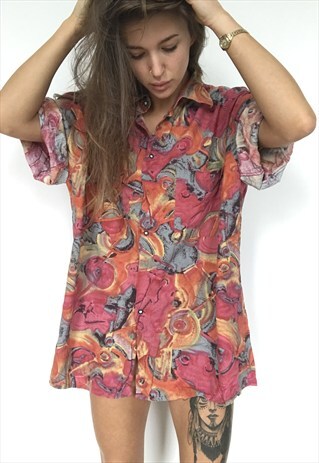 PATTERNED OVERSIZED RETRO VINTAGE UNISEX FESTIVAL SHIRT
