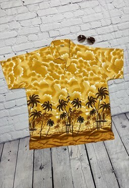 Vintage Gold Funky Hawaiian Shirt Size L