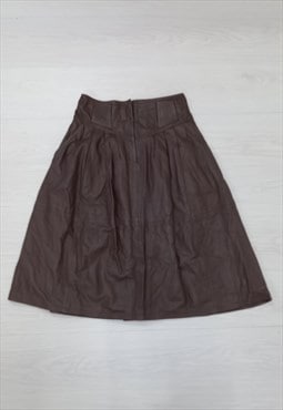 90s Vintage Dino Valiano Leather Skirt Brown