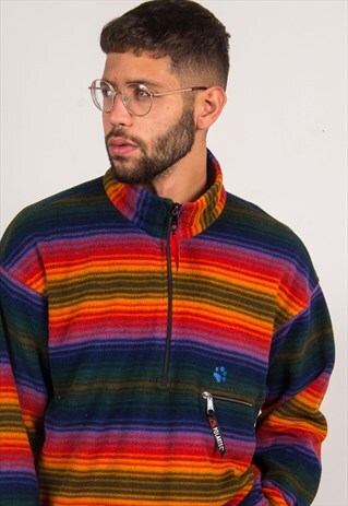 VINTAGE 1/4 ZIP FLEECE STRIPED