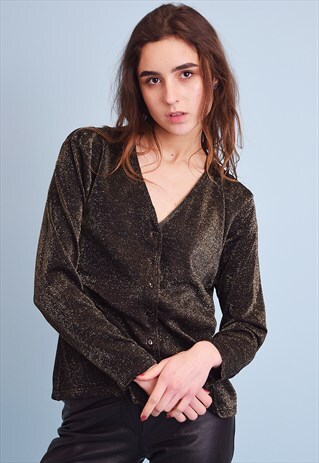 VINTAGE 90'S GRUNGE SHIMMER SHEER BLOUSE TOP