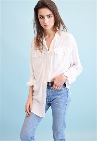 90'S RETRO NEUTRAL MINIMALIST OVERSIZED SHIRT TOP