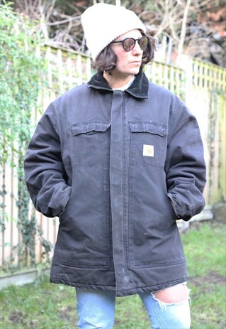VINTAGE 1990S CARHARTT OVERSIZED WORKWEAR JACKET IN GREY