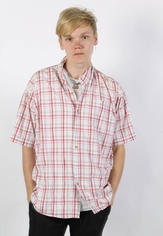 VINTAGE WRANGLER SHORT SLEEVE CHECK SHIRT RED