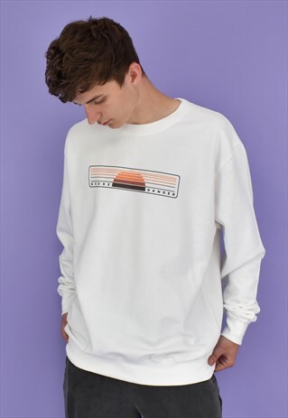 G&G UNISEX WHITE/ORANGE SUNSET SWEAT