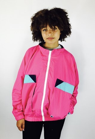 VINTAGE FESTIVAL 80S PINK RAVE WINDBREAKER JACKET