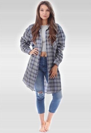 VINTAGE 80S PLAID FLANNEL SHIRT / DRESS