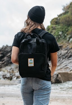 Junkbox Everyday Rucksack in Black with New Wave Patch