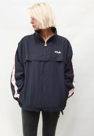 VINTAGE 90' UNISEX OLDSCHOOL NAVY BLUE CLASSIC FILA JAKCET