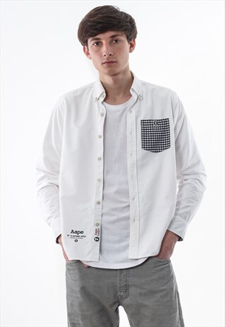 VINTAGE A BATHING APE BAPE WHITE LONG SLEEVE