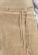 VINTAGE WOMEN'S 70'S S VINTAGE SUEDE TAN SKIRT KNEE LENGTH