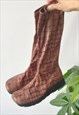 VINTAGE 70'S 00'S AUTUMN BROWN SNAKESKIN FITTED BOOTS