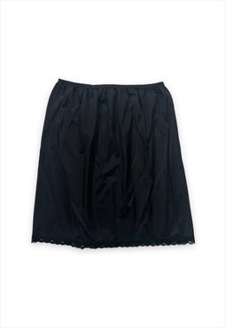 Vintage 90s slip mini skirt black lace grunge chic party