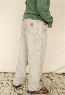 Vintage Carhartt Carpenter Trousers Men's Cream