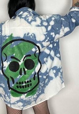 GREEN WITH ENVY - Hand Painted/Acid Wash Reworked Shirt