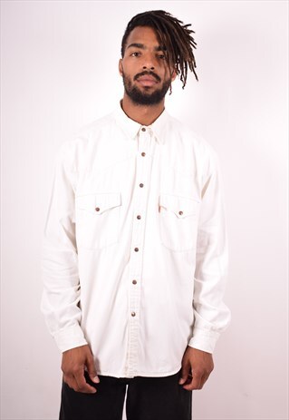 LEVI'S MENS VINTAGE DENIM SHIRT XL WHITE 90S