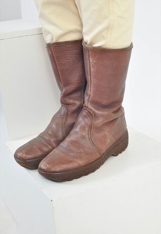 VINTAGE REAL LEATHER WINTER BOOTS