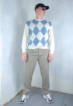Vintage 90's Light Pastel Cream Straight Suit Trousers 