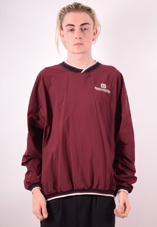 LEE MENS VINTAGE PULLOVER TRACKSUIT TOP XL MAROON 90S