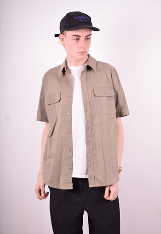 CARHARTT MENS VINTAGE SHIRT MEDIUM KHAKI 90'S