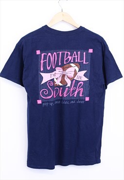 Vintage American Football Graphic Tee Navy Short Sleeve 90s
