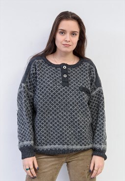 Vintage Women's L XL Volund Sweater Wool Norwegian Jumper