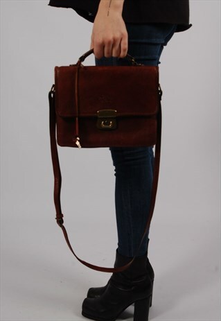 VINTAGE LEATHER BRIEFCASE STYLE SHOULDERBAG
