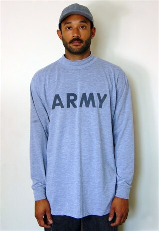 90S MINIMALIST SPORTSWEAR ARMY GREY MOCK TURTLE NECK TEE